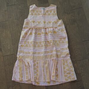 Grand Sleeveless V Neckline Printed Tiered Mini Dress Yellow Womens Size Small